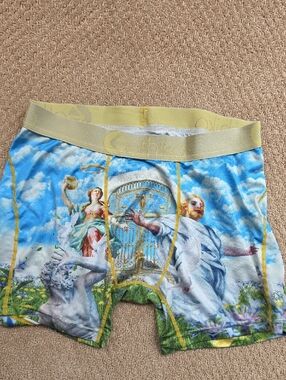ethika Heavenly Gate Print Boxer Briefs - Sky Blue, Gold Medium